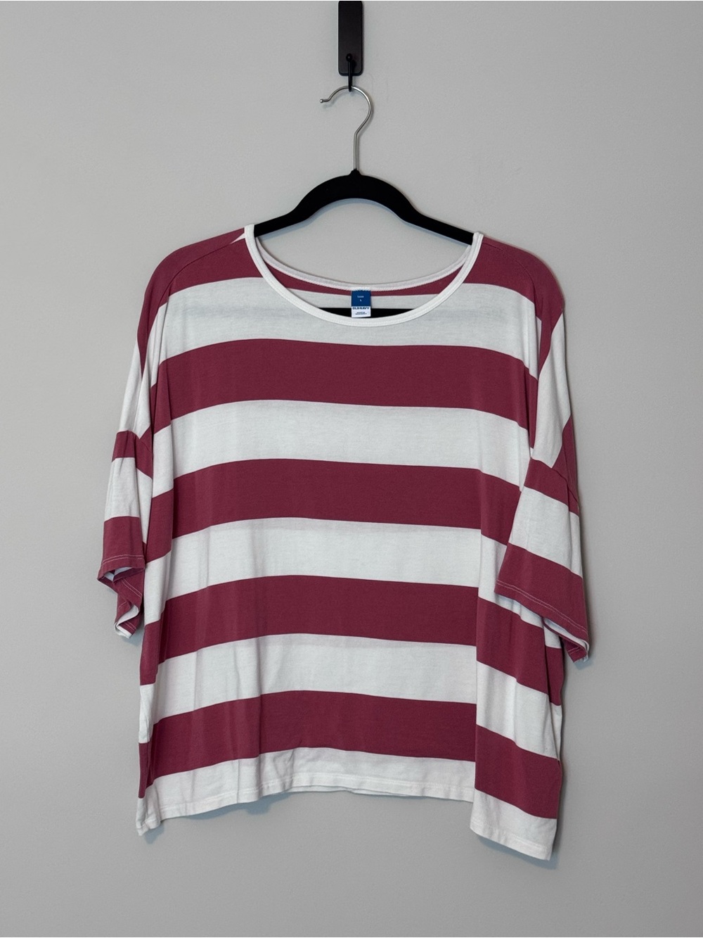 Old Navy Luxe Heather Red Striped Dolman Sleeve Top Large